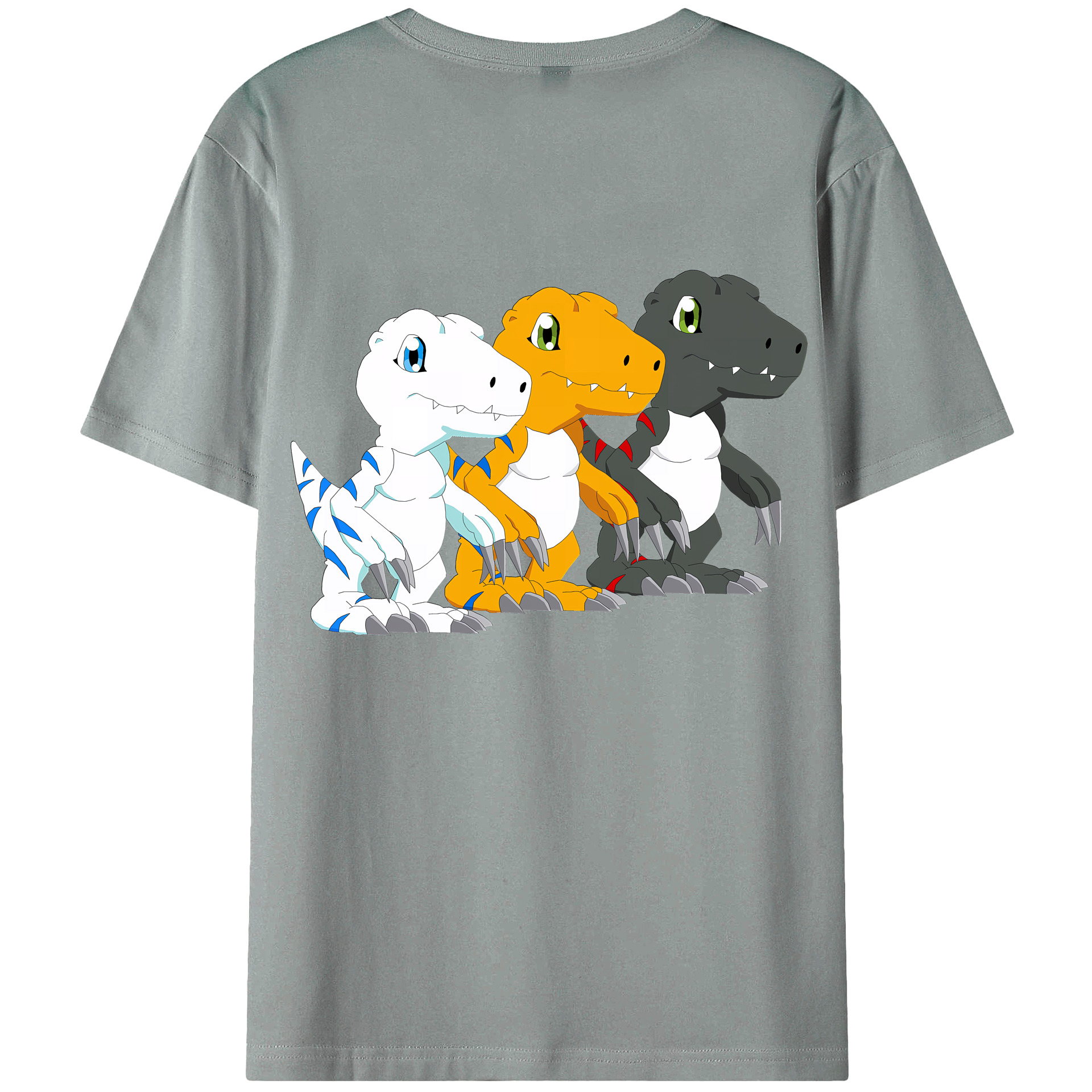 （画像用） Digimon デジタルモンスター/デジモン 綿100％ メンズ半袖Tシャツ（バックプリント） 通気性
